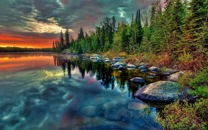 lagoon, stones, background, blue, beije, time, outdoors, forest, painting, night, nice, clear, calm, white, sea, rocks, wawes, beside, lake, picture, 2K