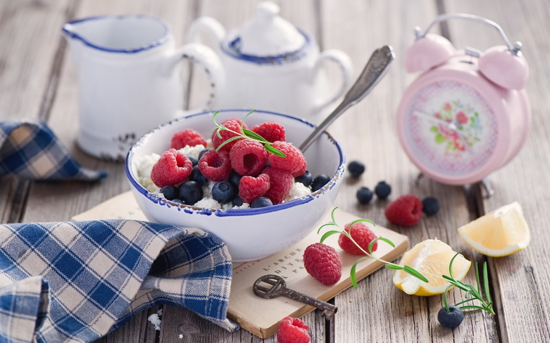 Alarm, Berries, 1080P, Blueberry, Raspberry, Bowl, Clock