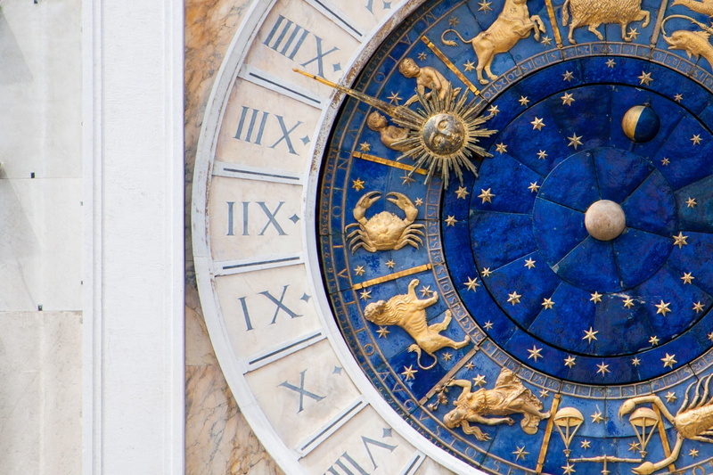 time, building exterior, the past, close-up, zodiac, blue, clock face, astronomy, st marks clocktower, clock, torre dellorologio, roman, architecture, astronomical clock