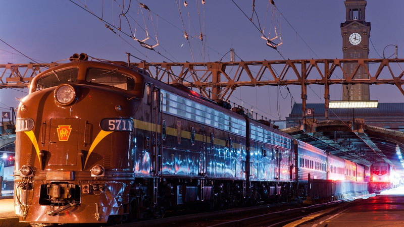 cars, station, grey, yellow, clock tower, lights, trains, electric, train, 1080P