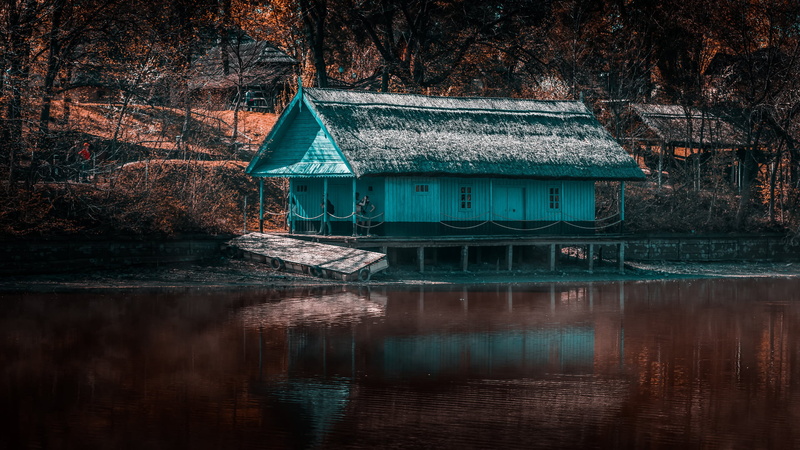 trees, people, river, Romania, leaves, 1080P, Bucharest, nature, water, plants, selective coloring