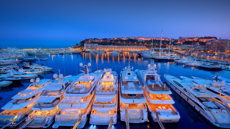 1080P, no people, harbor, transportation, port, water, boat, port hercules, berth, high angle view, nature, pier, monaco, evening, marina, mode of transportation
