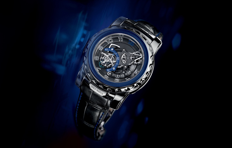 steel, Ulysse Nardin, Freak, clock, copy space, close-up, round, instrument of time, indoors, personal accessory, no people, silver - metal, Blue Phantom