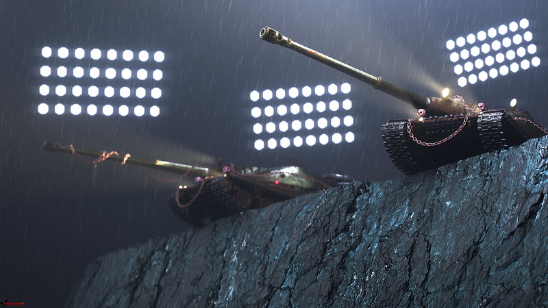 heavy tank, 2K, tank, cliff, 60TP The Marauder, rain, PunkCrow, chains, skull, lights, heavy, 60TP