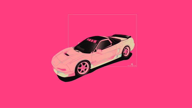 Acura NSX, car, minimalism, Nsx, Honda NSX, Japan, JDM, Acura NSX GT3, honda, Japanese Cars, vector, digital art, Car illustration, 4K