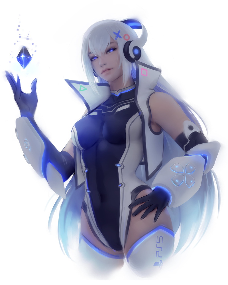 artwork, women, illustration, fan art, Playstation 5, long hair, original characters, 2K, white hair, drawing, Zarory, PlayStation, digital art