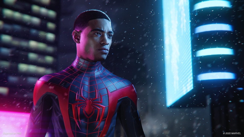 Costume, Hero, The game, Screenshot, 1080P, PlayStation 5, Superhero, Snow, Miles Morales, Spider-Man, Marvel, PS5, Marvels Spider-Man: Miles Morales