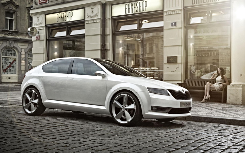 skoda vision d, white, sedan, skoda, vision, d, cars, 1080P, 1920x1200