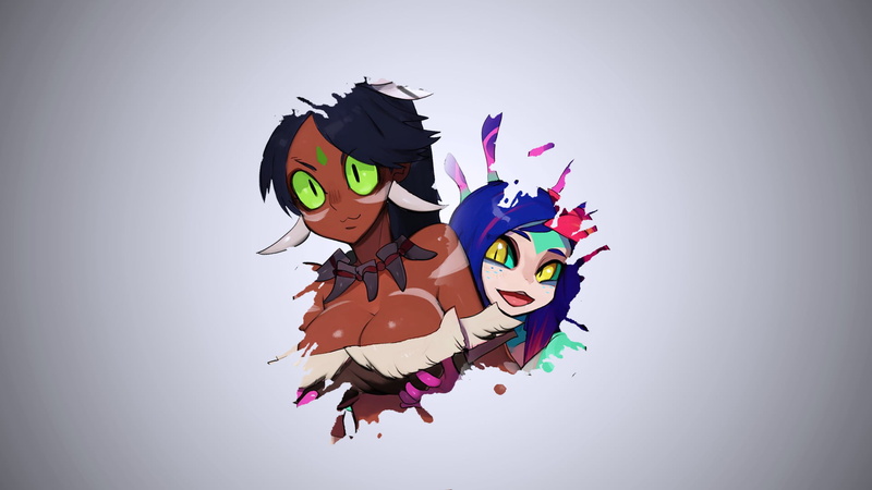 League of Legends, Neeko (League of Legends), simple background, 1080P, Nidalee