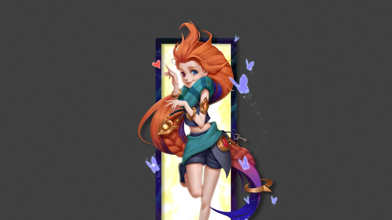 4K, Heterochromia, Zoe (League of Legends), League Of Legends, Braid, Video Game, Girl, Orange Hair, Long Hair