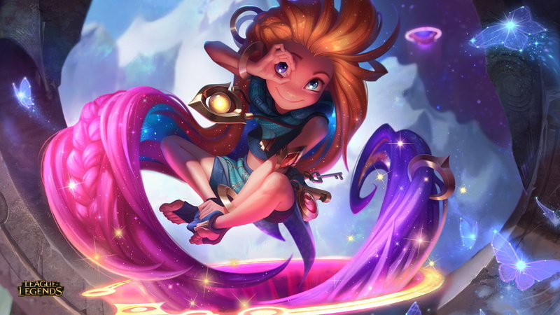 Zoe (League of Legends), Pink Hair, Girl, Long Hair, Orange Hair, Heterochromia, Video Game, League Of Legends, 1080P