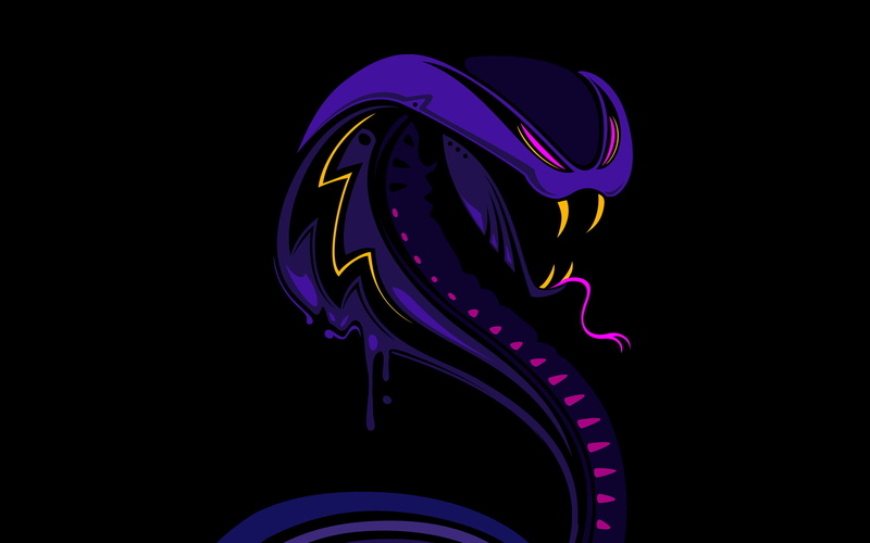 illustration, pink, yellow, hd, psychedelic, artistic, purple, snake, 1080P