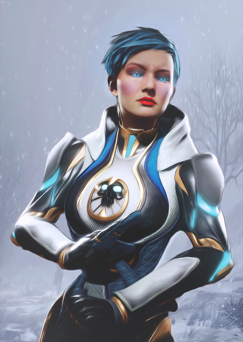 Mortal Kombat, Mortal Kombat 11, red lipstick, 720P, frost (mortal kombat), robotic, snow, glowing eyes