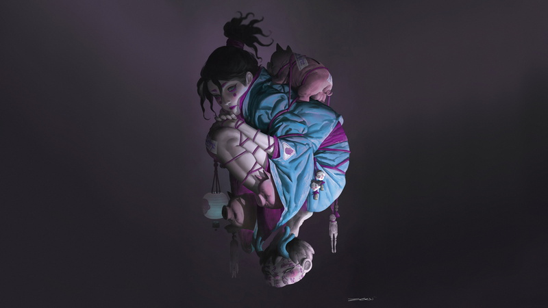 simple background, Zeen Chin, artwork, digital art, original characters, illustration, 2K, Japanese Art