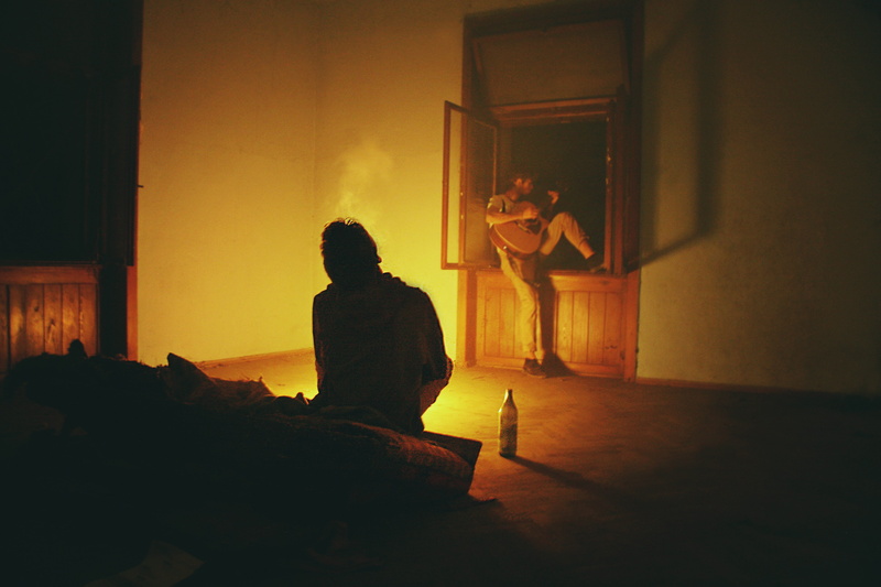 built structure, dark, people, burning, women, night, men, architecture, adult, bed, silhouette, sitting, music, full length, home interior, indoors, orange color