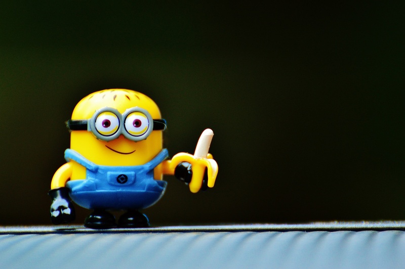man made, healthy, man made object, fruit, inflatable, animal representation, cute, yellow, eat, blue, minion, 1080P, absence, banana, toys, funny, representation
