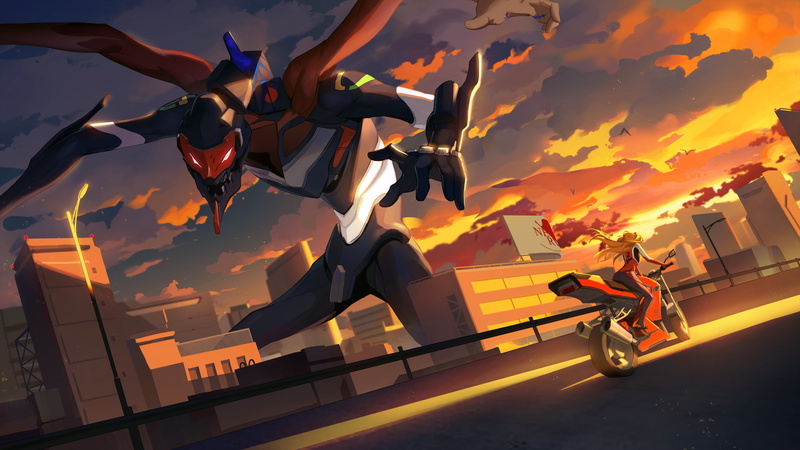 Neon Genesis Evangelion, 4K, Asuka Langley Soryu, EVA Unit 03, anime