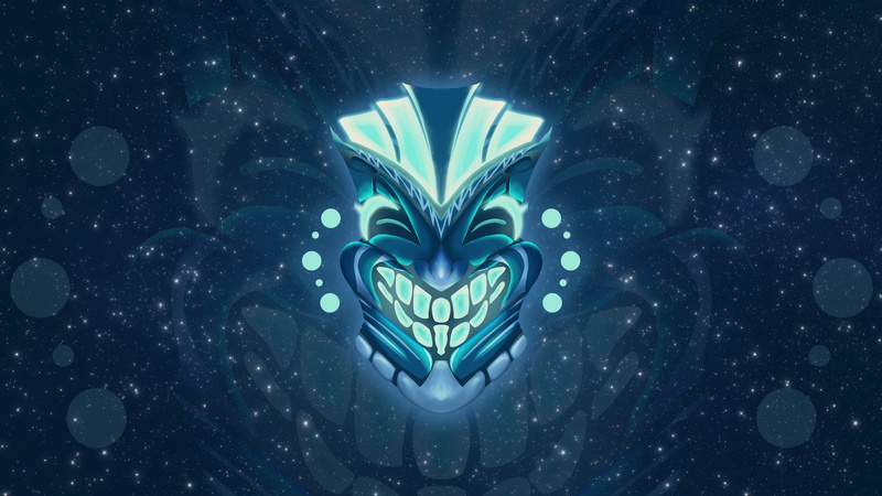 Tiki, glowing eyes, 4K, totem, glowing, stars, space