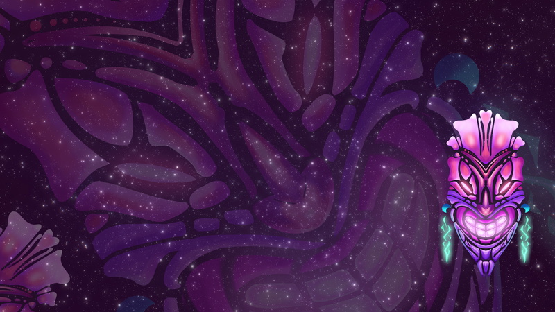 glowing eyes, stars, glowing, totem, space, 4K, Tiki