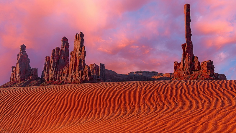 solid, 1080P, monument valley, no people, landscape, purple, religion, butte, nature, red, sand, land, sky, arid climate, architecture, travel, united states