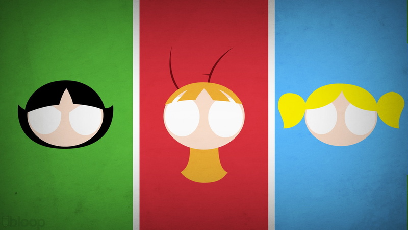 collage, bubbles, Buttercup, 1080P, blue, minimalism, panels, blossom, red, green, hero, Blo0p, Powerpuff Girls