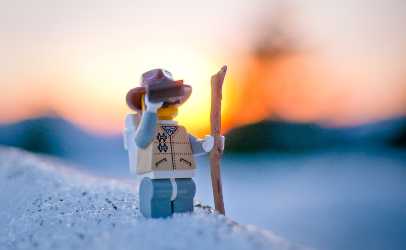 sunset, Aero, Explore, selective focus, land, cold temperature, lego, Winter, focus on foreground, toy, snow, figurine, mini, nature, clothing, day, 2K