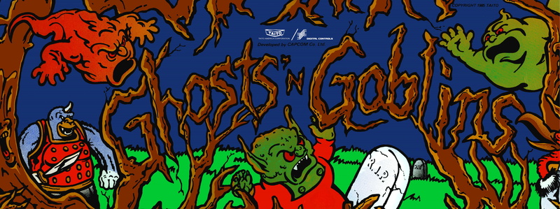 arcade cabinet, 4K, video game art, arcade marquee, Ghosts n Goblins