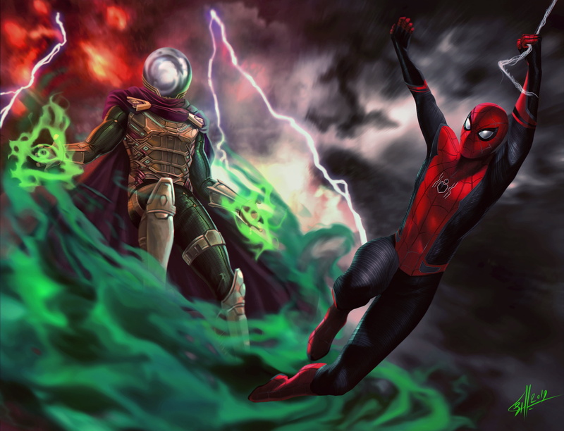 2K, Spider-Man Far From Home, Nick Fury, Spider-Man, Tom Holland, digital art