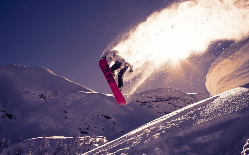 lens flare, adventure, sky, skiing, sunlight, flying, cold temperature, snow, winter sport, sport, outdoors, ski holiday, adult, holiday, snowboard, 1080P