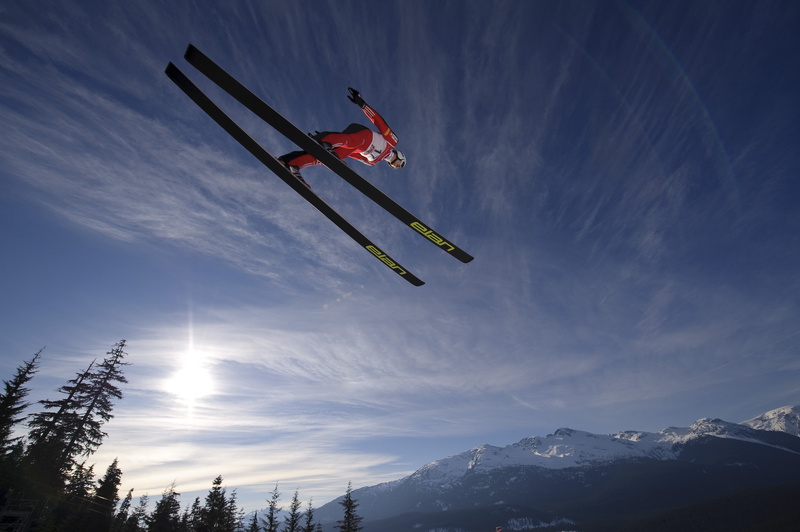 freedom, flying, black, high Up, cloud - sky, 4K, blue, action, one Person, one Man Only, flag, skis, winter Sport, nature, beauty in nature, motion, no people