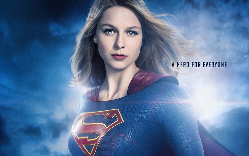 Melissa Benoist, comic, Kara Zor-El, Supergirl, TV Series, hairstyle, the series, background, 4K, Kara Danvers, girl, brown hair, fiction, costume, portrait