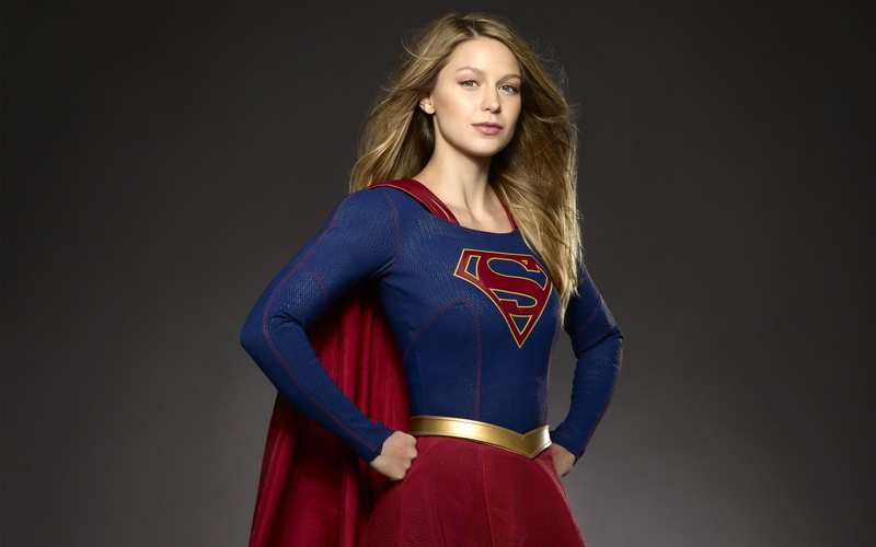 pose, 2K, fiction, Melissa Benoist, background, 2015, girl, comic, Supergirl, DC Comics, TV Series, costume, the series, hairstyle