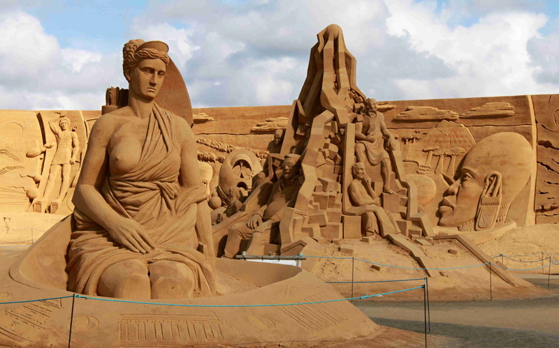 ancient civilization, sculpture, craft, sand, cultures, ancient, 4K, representation, male likeness, idol, Temple, religion, history, cloud - sky, belief