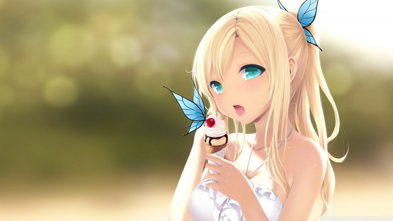 portrait, green eyes, day, Kashiwazaki Sena, Boku wa Tomodachi ga Sukunai, bangs, butterfly - insect, animals in the wild, women, outdoors, 1080P, tongues