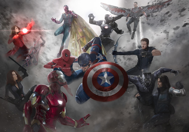 War Machine, Vision (Marvel Comics), Spider-Man, Captain America: Civil War, Scarlet Witch, Ant-Man, Iron Man, Falcon (Marvel Comics), Hawkeye, Black Widow