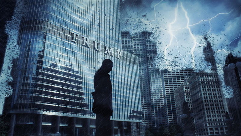 skyscraper, game, building, office building exterior, men, 4K, wallpper, urban, financial district, application, built structure, people, trump, skyline