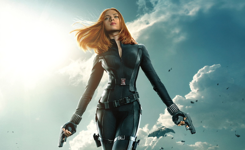 weapon, long hair, natasha romanoff, hairstyle, widow, sky, communication, women, adult, Movie, motion, marvel, winter, The Winter Soldier, beautiful woman