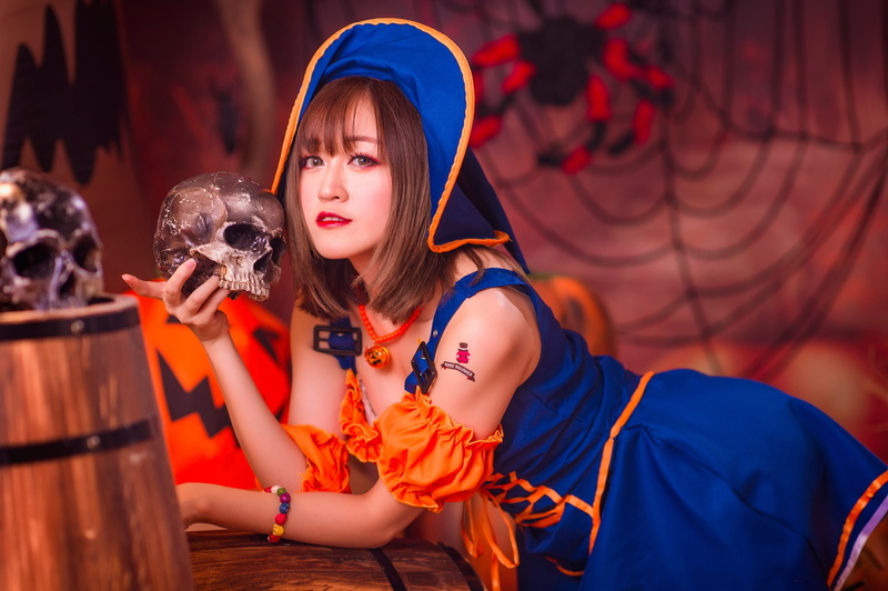 cosplay, spider, network, web, Asian, image, background, Halloween, costume, autumn, outfit, 1080P, holiday, skull, style, girl, face, smile, photoshoot