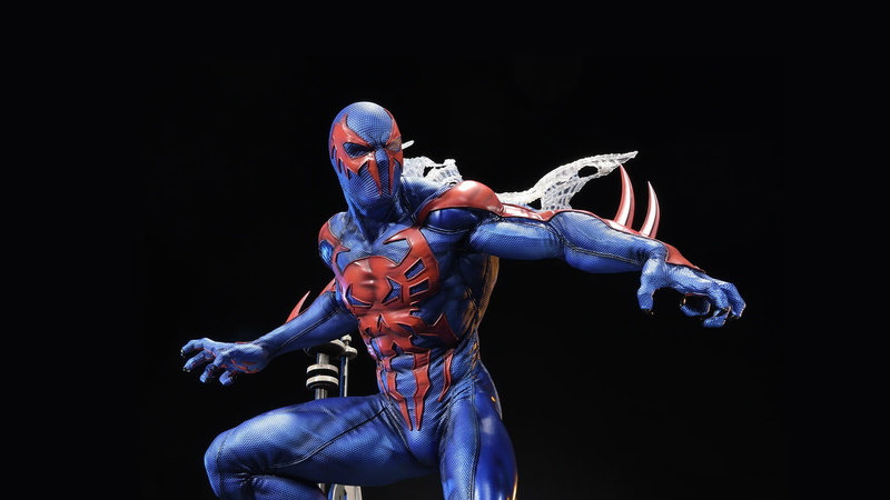 spider-man 2099, 1080P, Miguel Ohara, costume, black background, suit