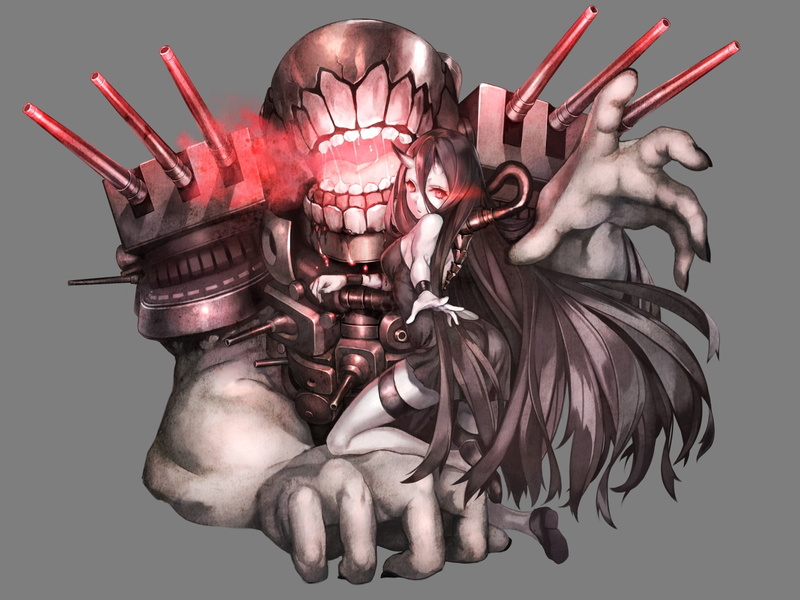 horns, nu class, transparent, nakasaki, collection, long, hime, red, 720P, black, hydra, battleship symbiotic, dress, eyes, hair, kancolle, kantai