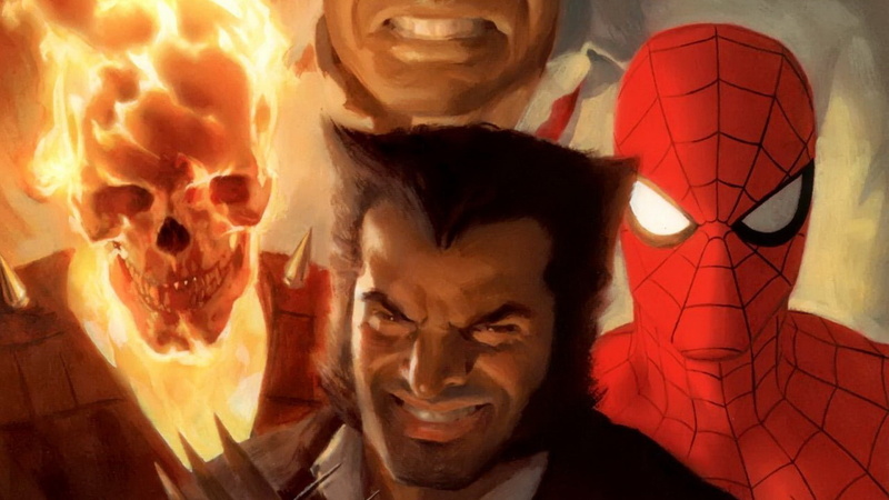 people, spooky, evil, males, human skull, comics wolverine spider man ghost rider, indoors, close-up, human body part, bone, 1080P, human skeleton, looking at camera
