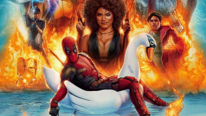 Domino (Marvel Comics), front view, three quarter length, real people, people, portrait, lifestyles, leisure activity, water, Zazie Beetz, adult, 1080P