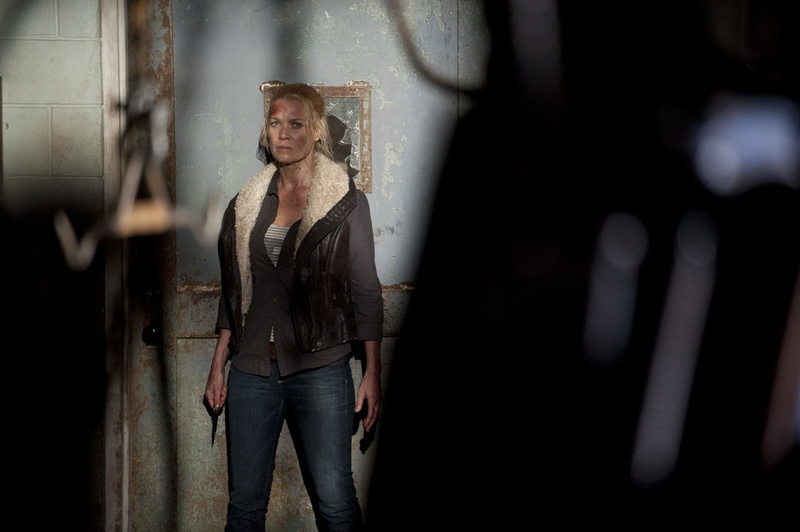 Andrea Harrison, young adult, The Walking Dead, sadness, standing, front view, looking, abandoned, indoors, TV Show, architecture, dark, Laurie Holden