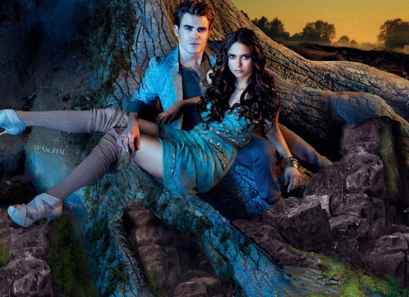 Nina Dobrev, men, 480P, front view, people, fantasy, rock, young adult, couple, fashion, beauty, solid, the vampire diaries, togetherness, full length