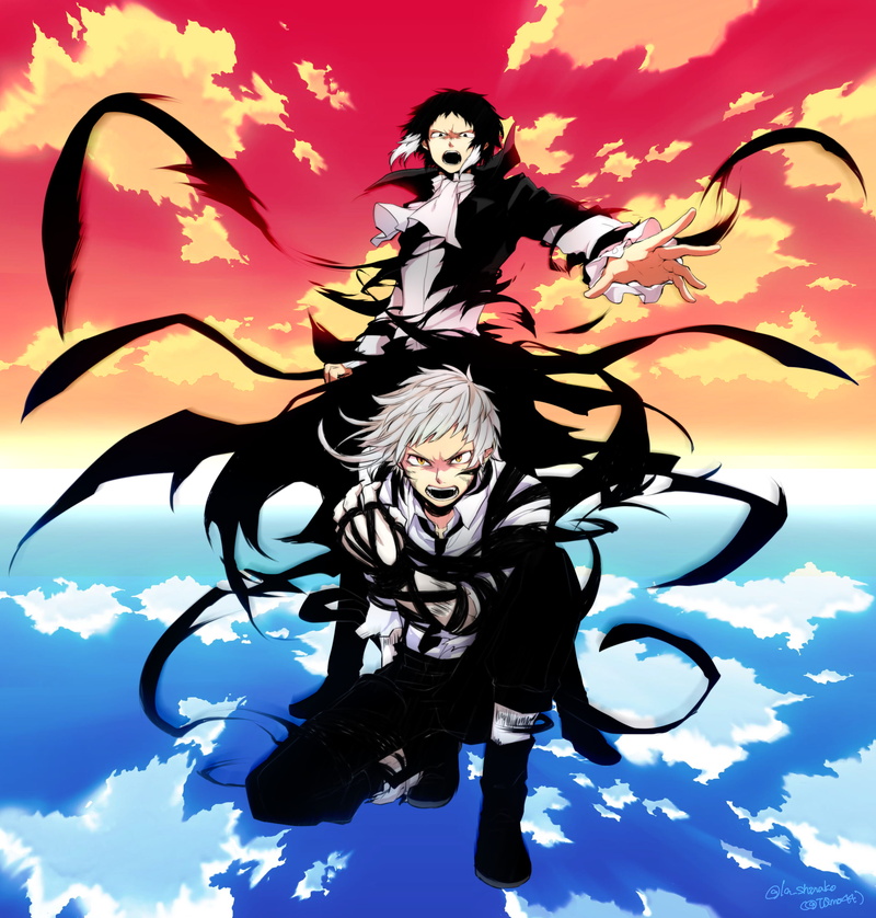 art and craft, sky, representation, outdoors, creativity, adult, nakajima atsushi, elegance, nature, bungou stray dogs, animal wing, clouds, one person