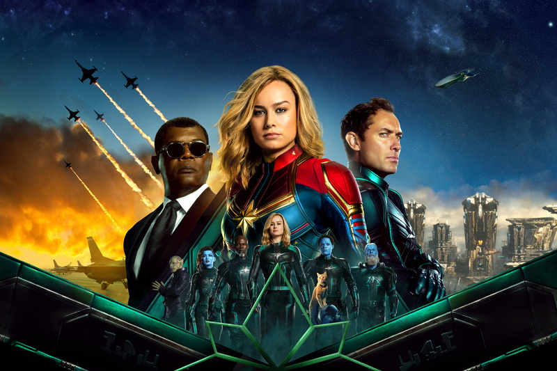 Brie Larson, Movie, Carol Danvers, Samuel L. Jackson, Jude Law, Yon‑Rogg (Marvel Comics), 4K, Captain Marvel, Nick Fury