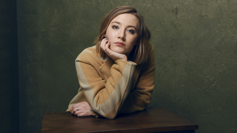young adult, front view, women, looking at camera, hair, Saoirse Ronan, contemplation, adult, blond hair, one person, beauty, actress, 2K, blue eyes, hairstyle