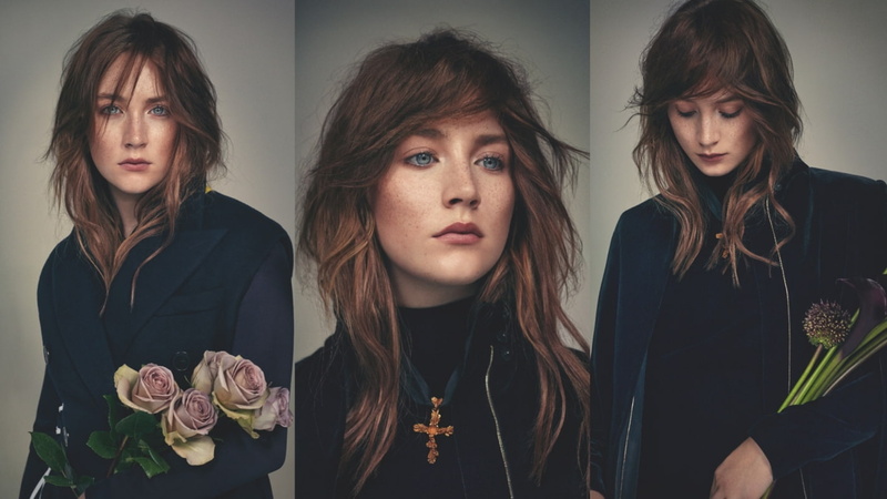 lifestyles, front view, hairstyle, young adult, long hair, real people, people, 720P, hair, headshot, indoors, flower, Saoirse Ronan, looking at camera