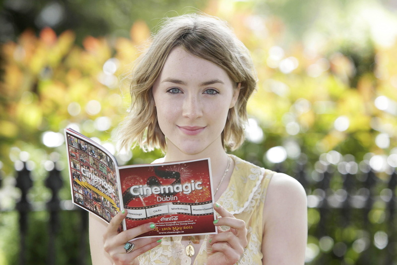 celebrity, outdoors, looking at camera, young women, portrait, Saoirse Ronan, one person, young adult, text, beautiful woman, women, hair, blond hair, front view