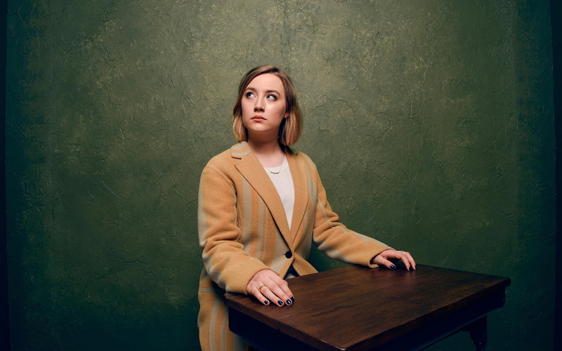 1080P, brown, woman, s, Saoirse, coat, button, Ronan
